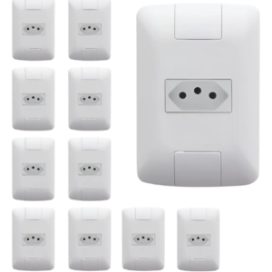 Kit 10 Conjunto 4x2 1 Tomada 2p+t 10a Tramontina Aria 250v Cor Branco