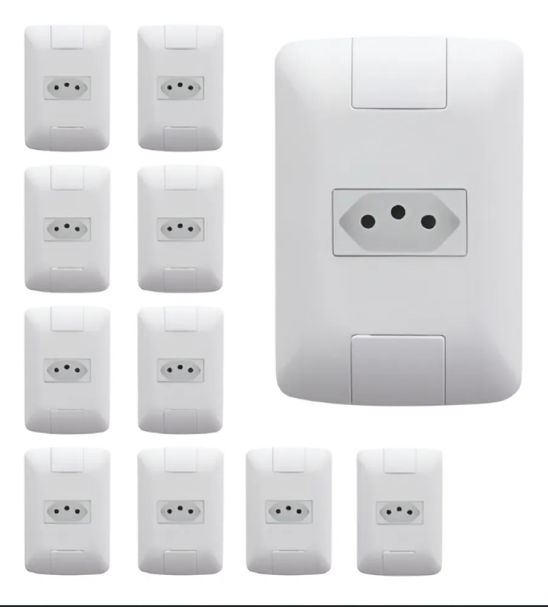 Kit 10 Conjunto 4x2 1 Tomada 2p+t 10a Tramontina Aria 250v Cor Branco